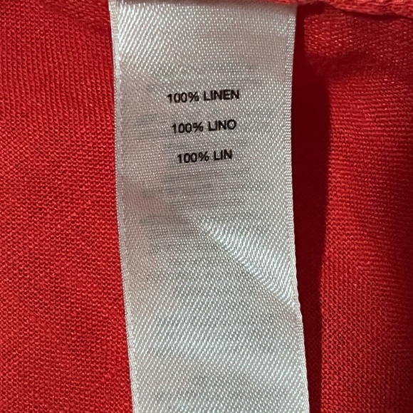 CHICO’S 100% Linen Tunic Red Blouse 3/4 Sleeve Breathable No-Iron Beach - Picture 5 of 5